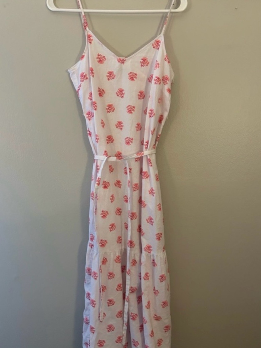 Universal Thread White Maxi Dress with Pink Floral Print S